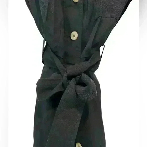 Los Angeles Atelier & Other Stories Black Button Down Dress Tie Wast Size 4 - Picture 4 of 7